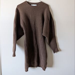 Zara Women's Brown Wool Sweater Dress Size Small